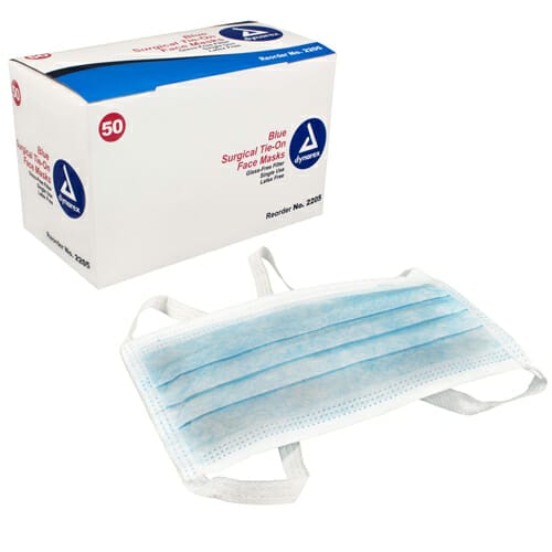 Dynarex Blue Surgical Tie-On Face Masks