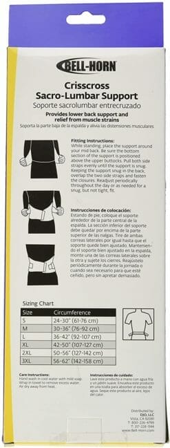 BELL-HORN Crisscross Sacro-Lumbar Support