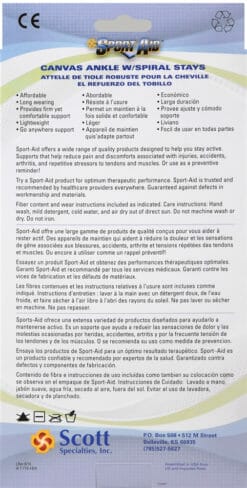 SPORT AID Canvas Ankle Brace with Spiral Stays