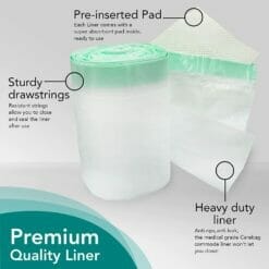 Carebag® Commode Pail Liners with Super-Absorbent Pad