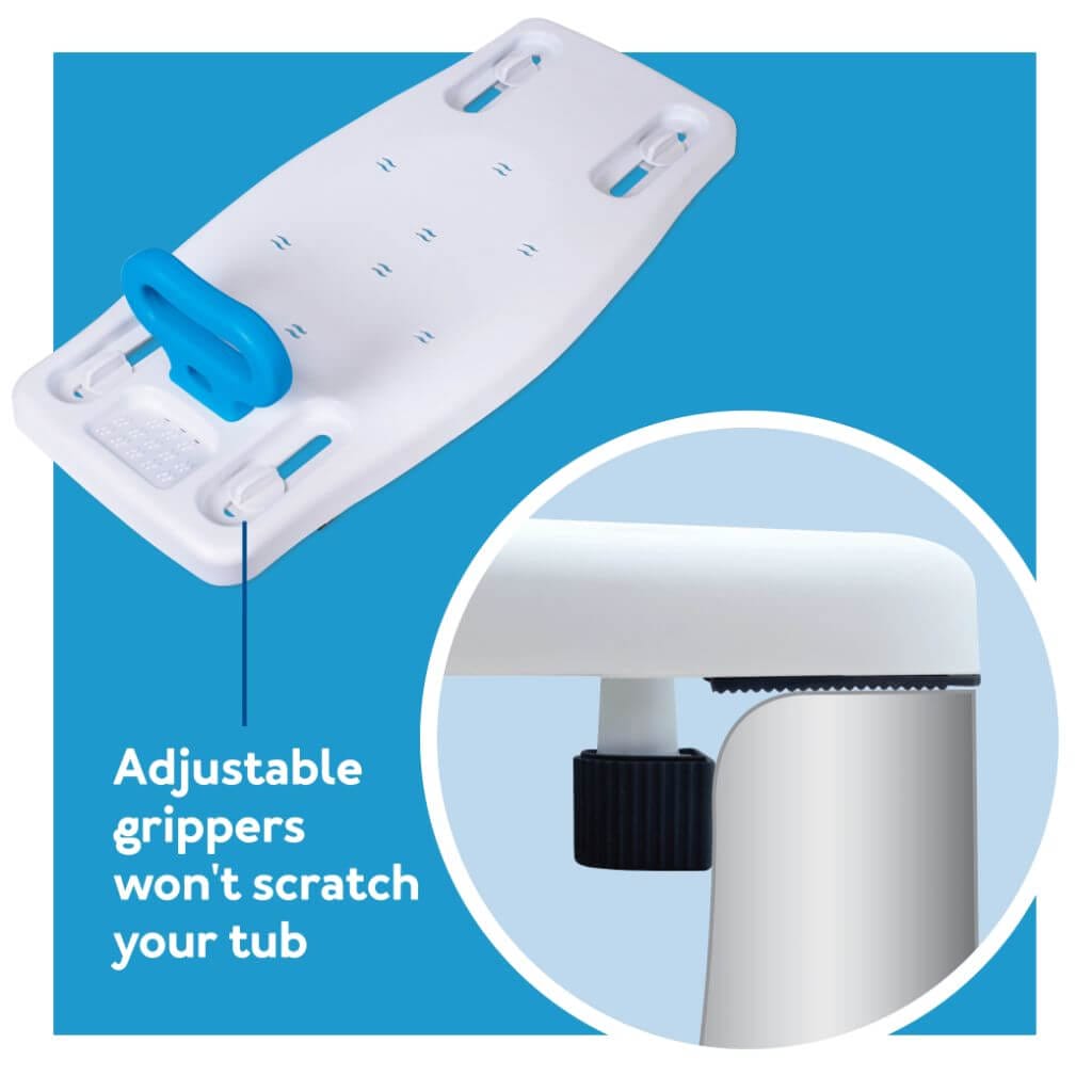 Carex Portable Shower Bench with a Safe Grip - adjustable grippers