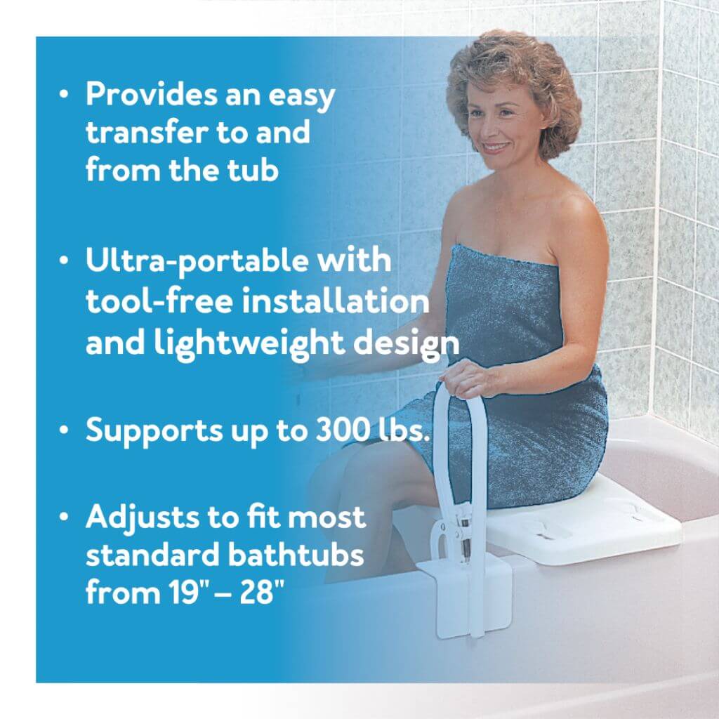 Carex Portable Shower Bench with a Safe Grip - adjustable widths