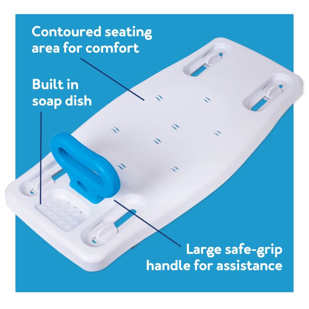 Carex Portable Shower Bench with a Safe Grip - built-in soap dish