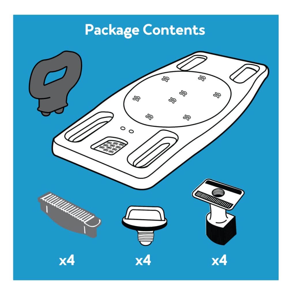 Carex Portable Shower Bench with a Safe Grip package contents