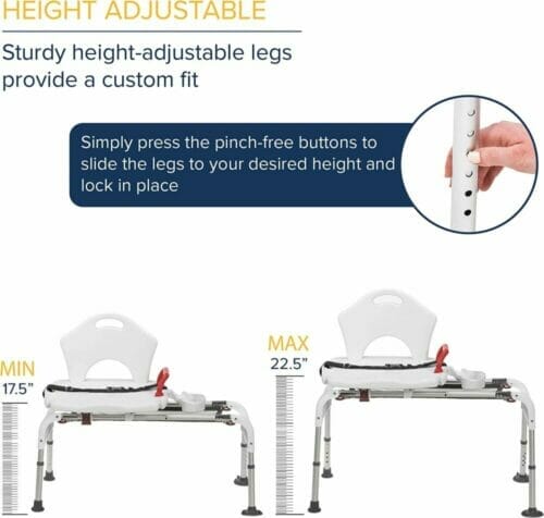 Drive Medical Folding Universal Sliding Transfer Bench - height adjustable