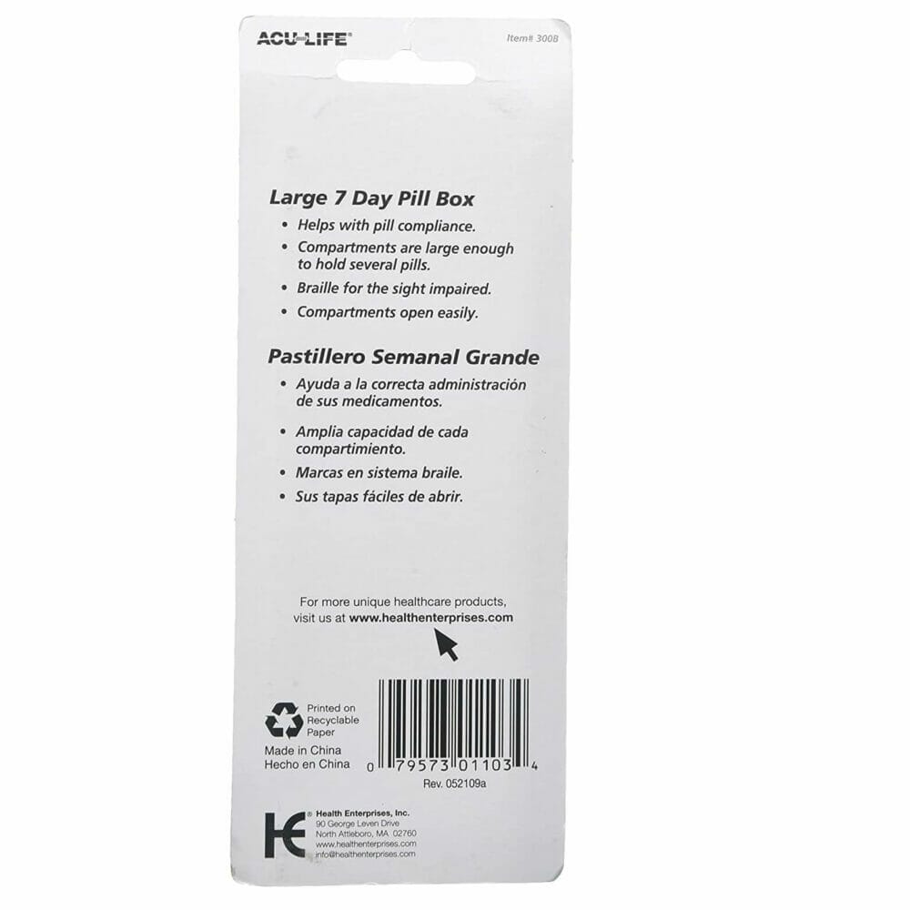 Acu-Life 7-Day Pill Pill Box Organizer