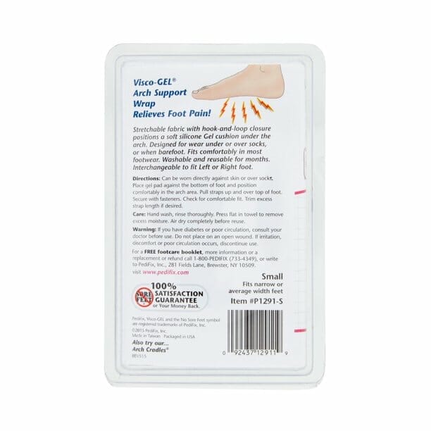 PediFix Visco-GEL Arch Support Wrap - Directions and care Instructions