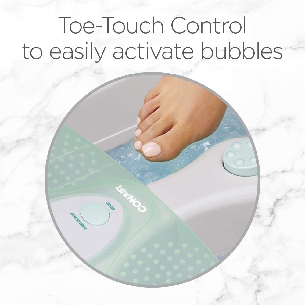 Conair Soothing Pedicure Foot Spa Bath with Bubbles, Deep Basin Relaxing Foot Bath with Jets, Seafoam/White CONAIR Foot Spa with Massaging Bubbles