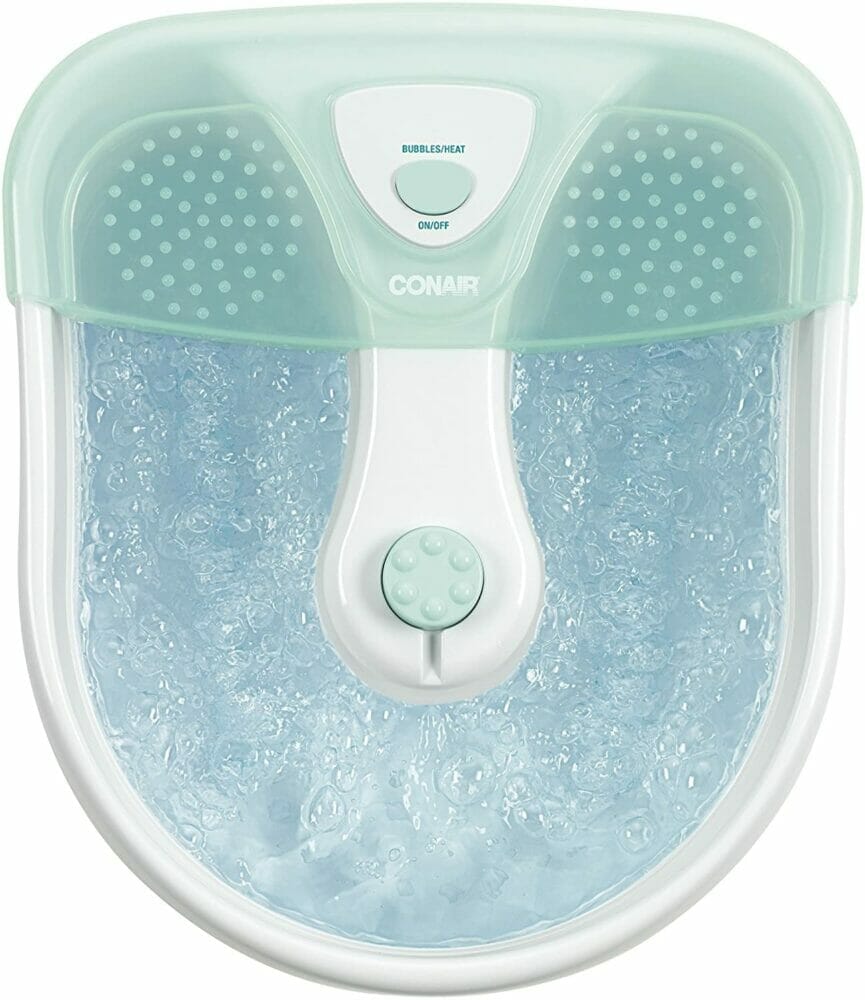 Conair Soothing Pedicure Foot Spa Bath with Bubbles, Deep Basin Relaxing Foot Bath with Jets, Seafoam/White CONAIR Foot Spa with Massaging Bubbles