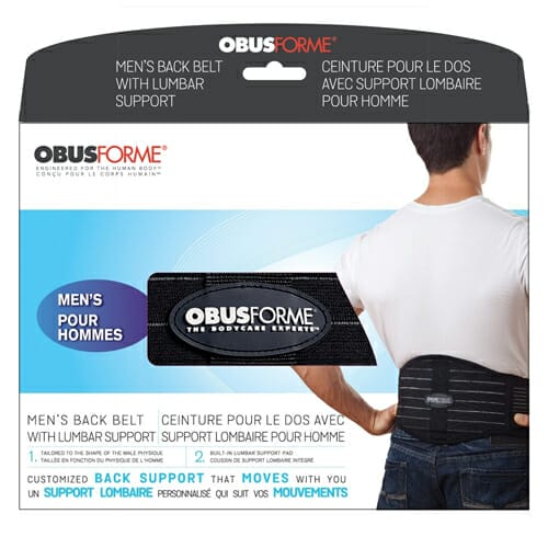 OBUSFORME Male Back Belt with Built-In Lumbar Support
