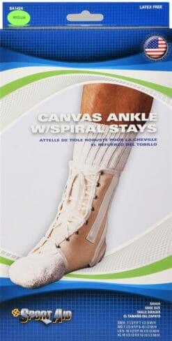 SPORT AID Canvas Ankle Brace with Spiral Stays
