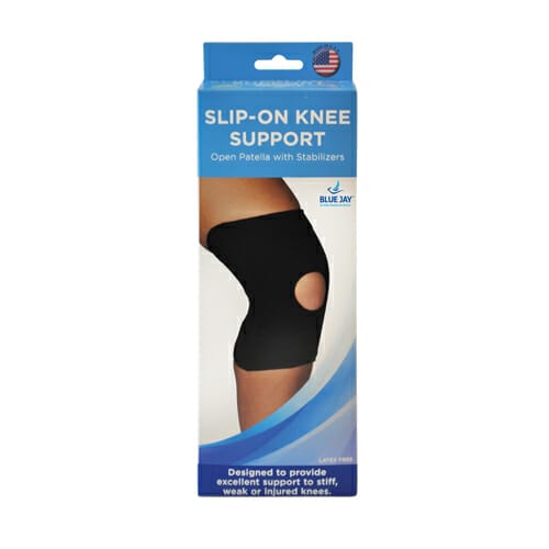 BLUE JAY Slip-On Knee Support Open Patella with Stabilizers