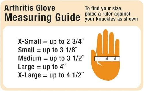 IMAK Compression Active Gloves Size chart