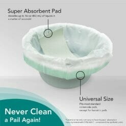 Carebag® Commode Pail Liners with Super-Absorbent Pad