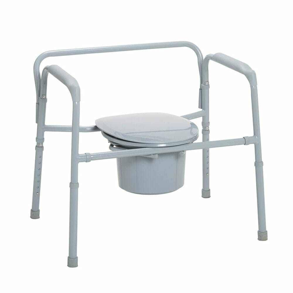Drive Medical Bariatric Folding Commode Chair For Toilet with Arms, 650 Lb Weight Capacity - Image 3