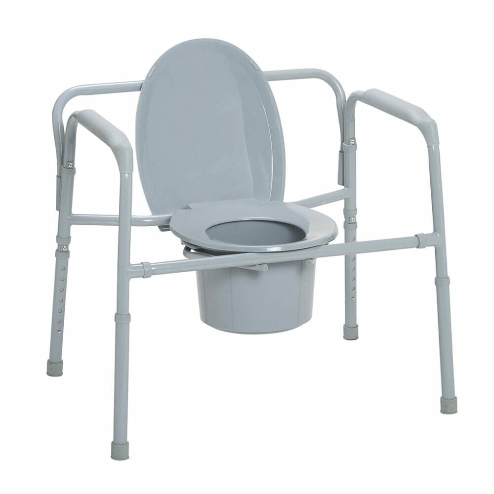 Drive Medical Bariatric Folding Commode Chair For Toilet with Arms, 650 Lb Weight Capacity - Image 2