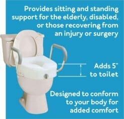 CAREX EZ Lock™ Raised Toilet Seat with Adjustable Handles - adds 5 inches to toilet height