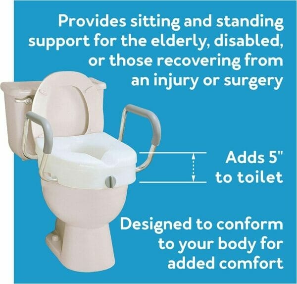 CAREX EZ Lock™ Raised Toilet Seat With Adjustable Handles 5" Toilet