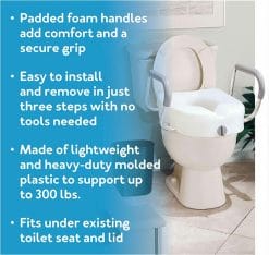 CAREX EZ Lock™ Raised Toilet Seat with Adjustable Handles features and benefits