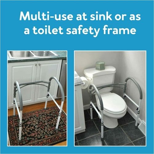 Carex Bathroom Safety Rail With Handles –multi-use at sink or as a toilet safety frame