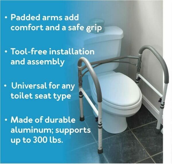 Carex Bathroom Safety Rail With Handles Toilet Support For Elderly