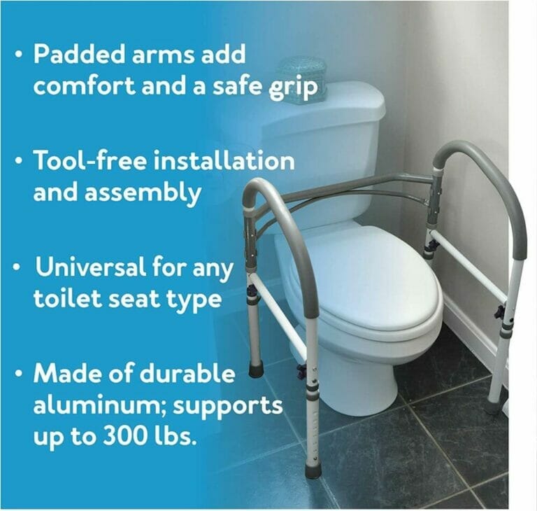 Carex Bathroom Safety Rail With Handles Toilet Support For Elderly & Handicap, 300 Lbs Weight