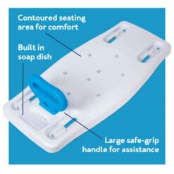 Carex Portable Shower Bench with a Safe Grip - built-in soap dish