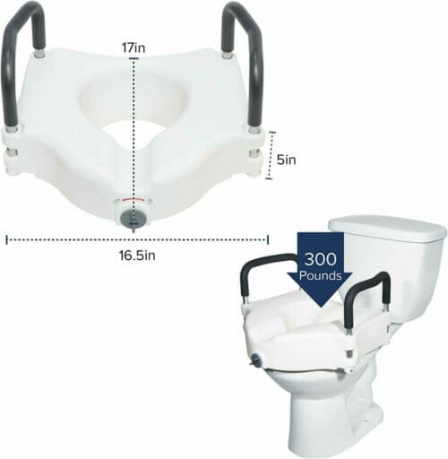 Drive Medical 2-in-1 Locking Raised Toilet Seat dimensions
