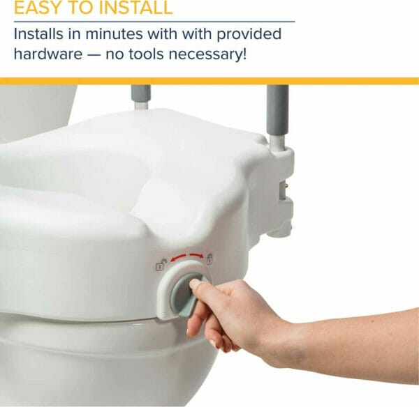 Drive Medical 2in1 Locking Raised Toilet Seat With Toolfree
