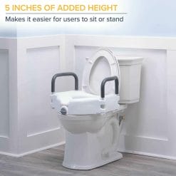 Drive Medical 2-in-1 Locking Raised Toilet Seat with Tool-free Removable Arms - 5 inches of height
