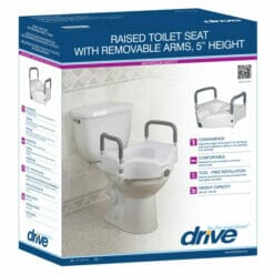 Drive Medical 2-in-1 Locking Raised Toilet Seat with Tool-free Removable Arms package