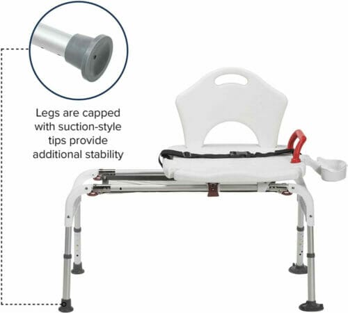 Drive Medical Folding Universal Sliding Transfer Bench - suction style tips