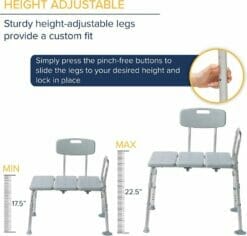 Drive Medical PreserveTech™ Bathtub Transfer Bench – Height Adjustable,