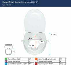 Drive Medical Raised Toilet Seat with Lock and Lid dimensions