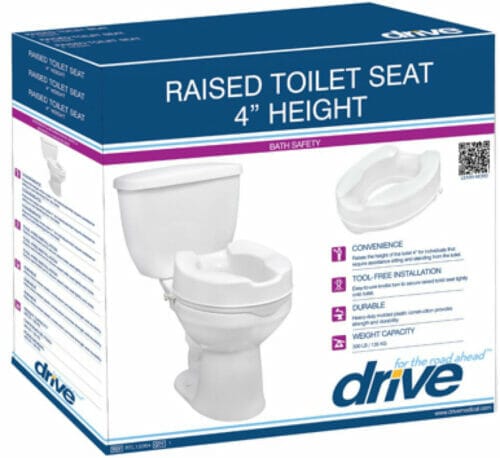 Drive Medical Raised Toilet Seat with Lock and Lid product package