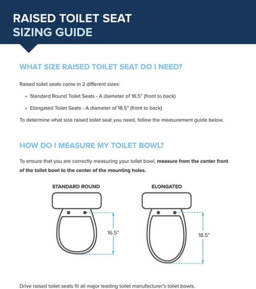 Drive Medical Raised Toilet Seat with Lock and Lid sizing guide
