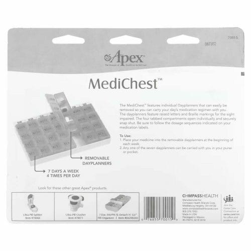 Carex Apex MediChest™ Pill Organizer package instructions