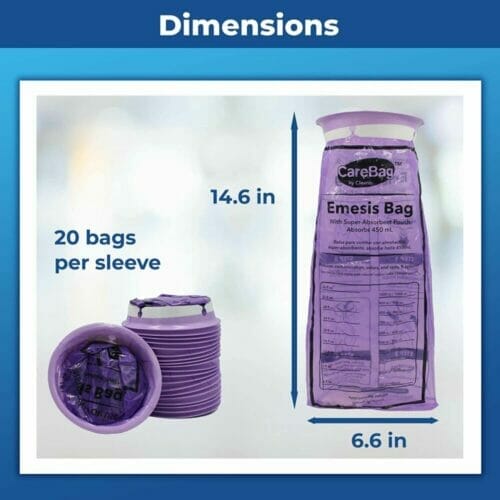 Cleanis CareBag® Emesis Bag With Super-Absorbent Pouch - dimensions