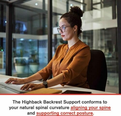 Obusforme HighBack Backrest Support conforms to back curvature