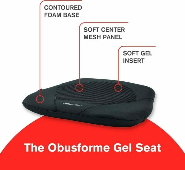 ObusForme Gel Seat Cushion Hybrid Gel/Memory Foam, Great For Wheelchairs, Cars, And Home